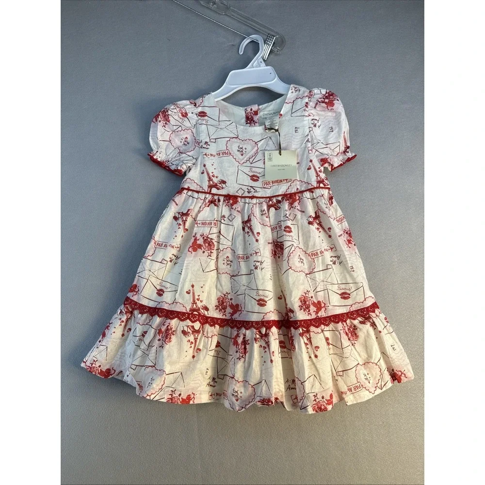 Cynthia Rowley Valentines Girl Dress Size 5, Eiffel Tower, Bow‎ Cupid, Hearts